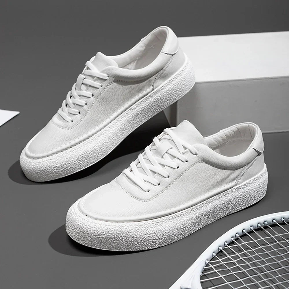 W&W Mode | Premium Leder Sneakers Mit Weißer Sohle