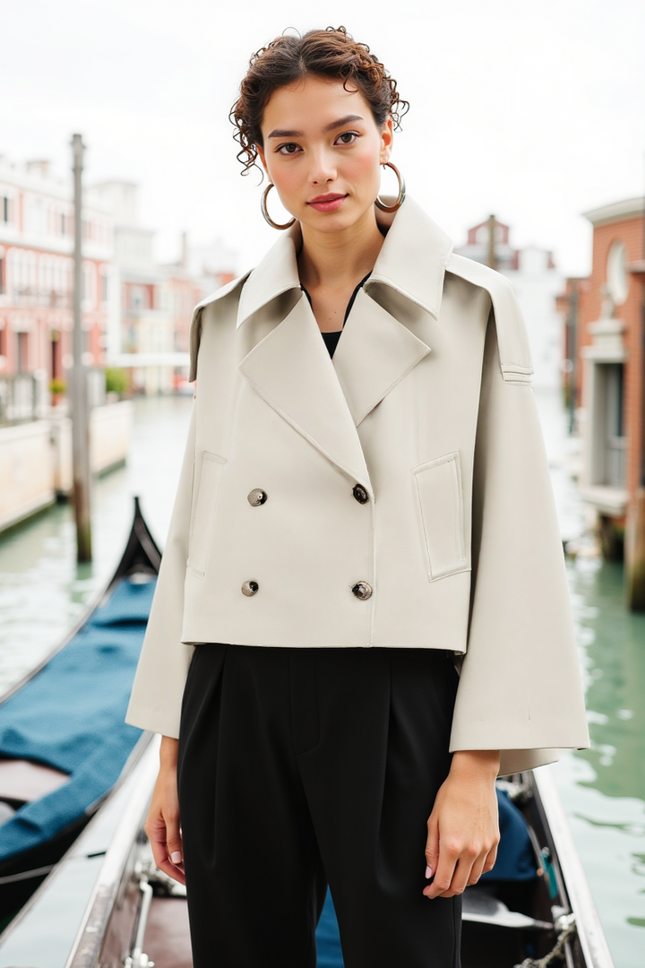 W&W Mode | Kurzer Trenchcoat Mit Doppelreiher Elegant & Zeitlos