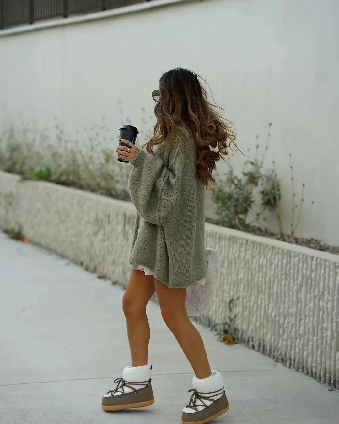 W&W Mode | Übergroße Strickjacke Warme, locker sitzende, grob gestrickte Damenjacke