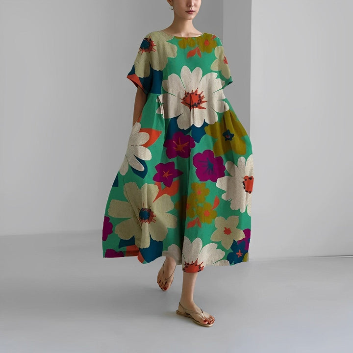 W&W Mode | Übergroßes Kleid Lockere Passform Kurze Ärmel Sommerkleid Lange Kleider