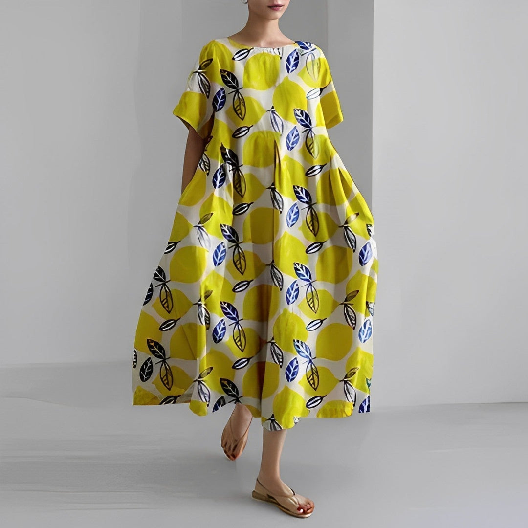 W&W Mode | Übergroßes Kleid Lockere Passform Kurze Ärmel Sommerkleid Lange Kleider