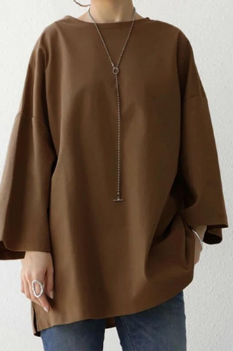 Damen Oversized-Langarmshirt mit Rundhalsausschnitt und lockerer Passform