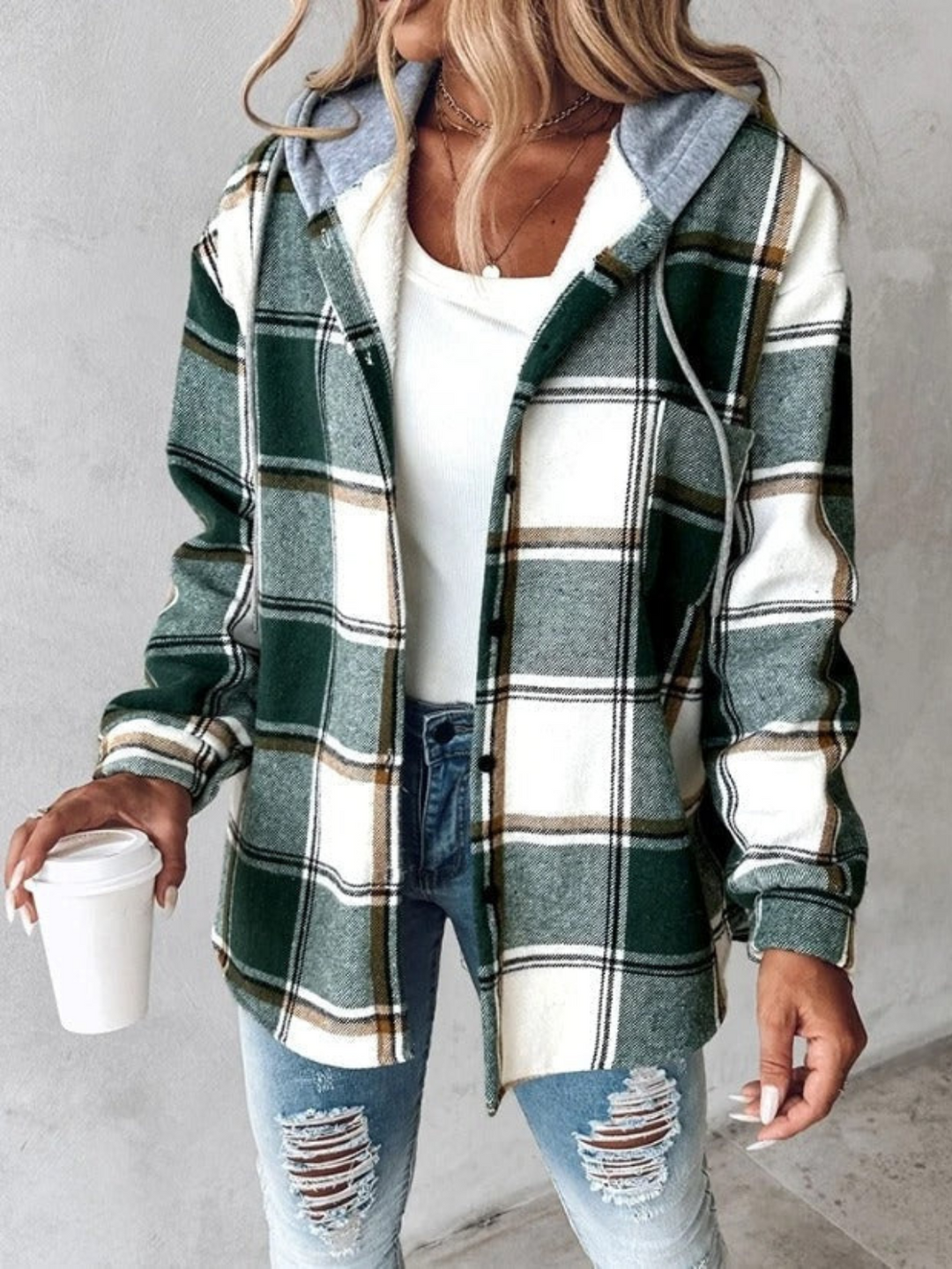 W&W Mode | Stil klassischer karierten Hoodie für Damen