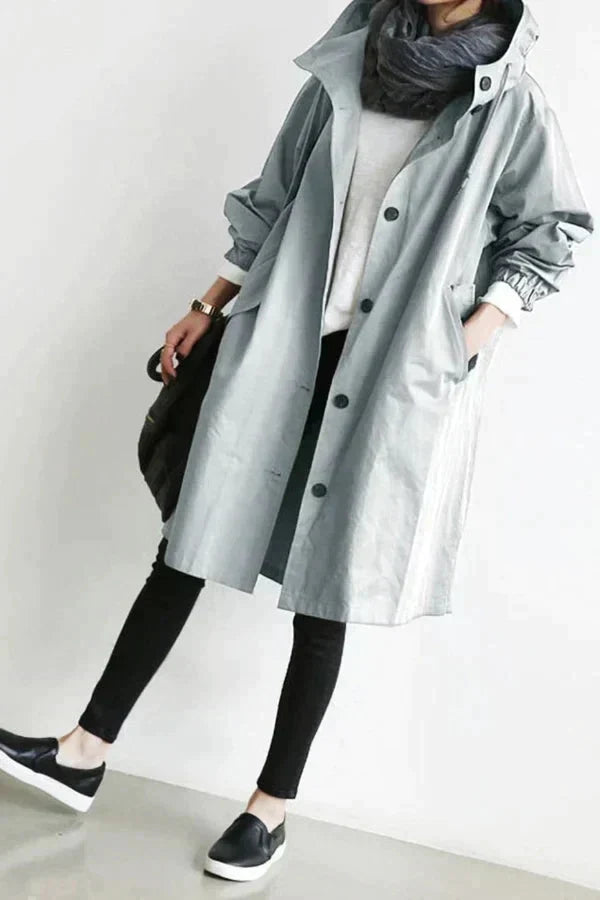 W&W Mode | Damen-Trenchcoat mit Kapuze im lässigen Stil
