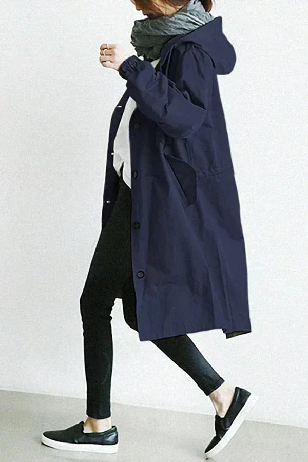 W&W Mode | Damen-Trenchcoat mit Kapuze im lässigen Stil