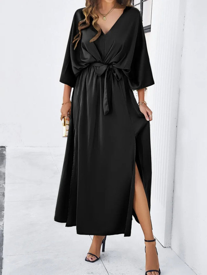 W&W Mode | Elegantes V-ausschnitt Kleid Mit Schlitz Für Frauen