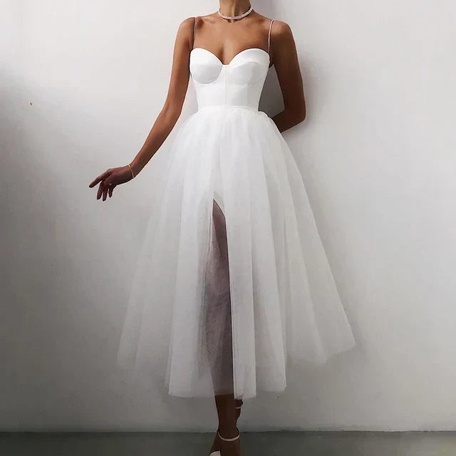 W&W Mode | Elegantes Tüll Korsatzt Abendkleid Für Damen