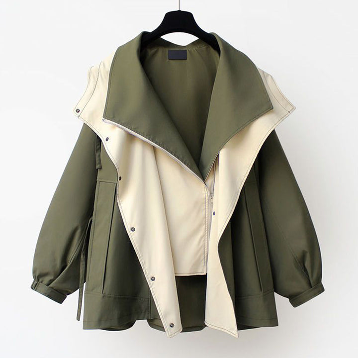 W&W Mode | Mittellange, taillierte Windjacke für Damen mit Kapuze und Reißverschluss