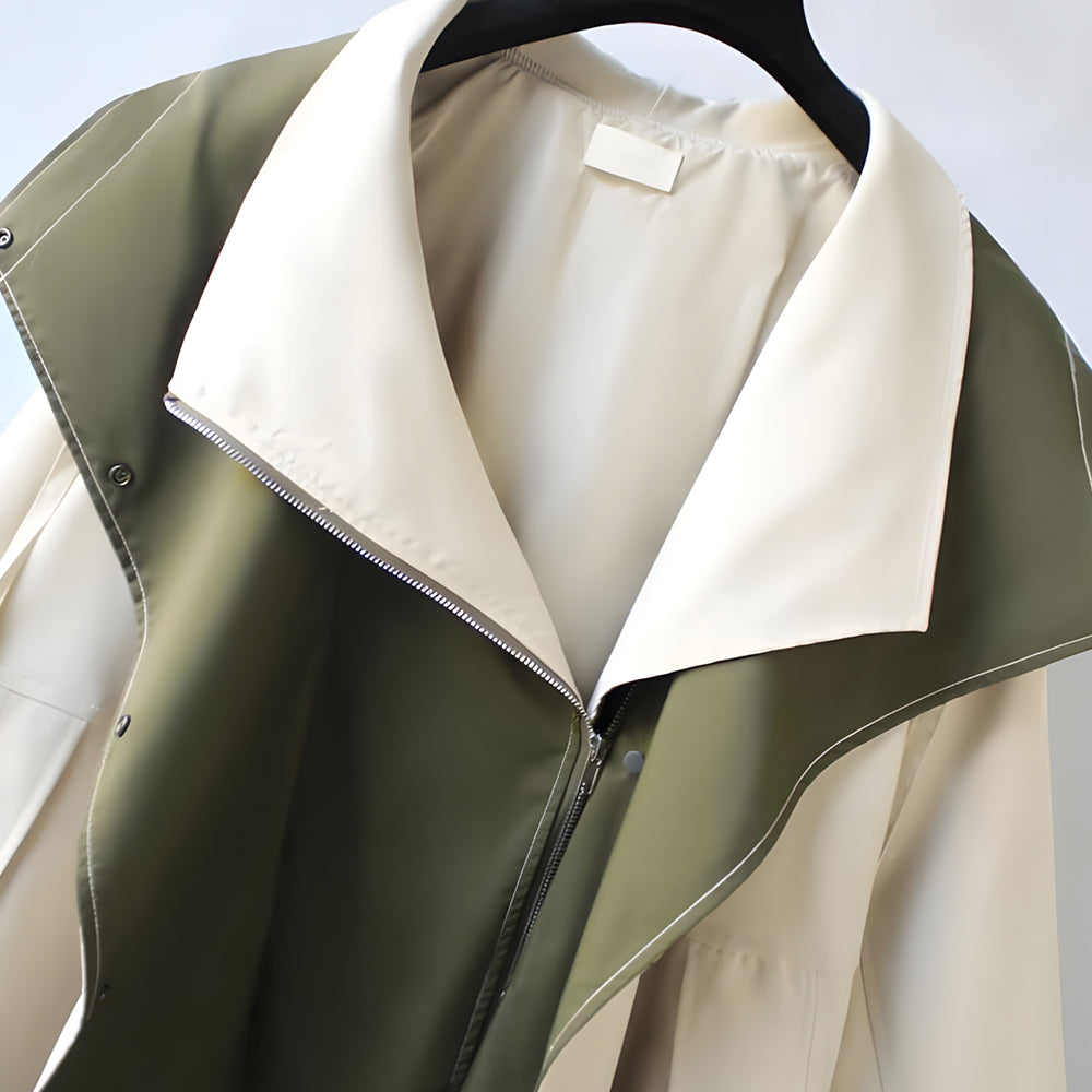 W&W Mode | Mittellange, taillierte Windjacke für Damen mit Kapuze und Reißverschluss