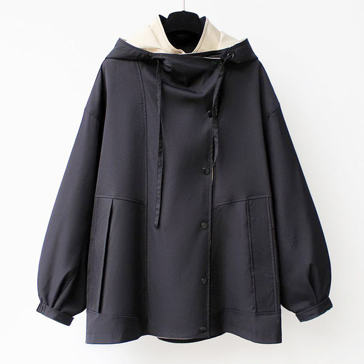 W&W Mode | Mittellange, taillierte Windjacke für Damen mit Kapuze und Reißverschluss