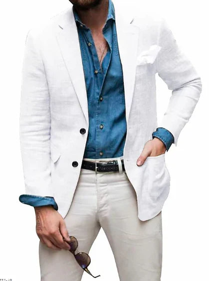 W&W Mode | Herren  Blazer Strand Hochzeit Lässig Tailored Fit Solide Farbe Einreihig Zwei Knöpfe