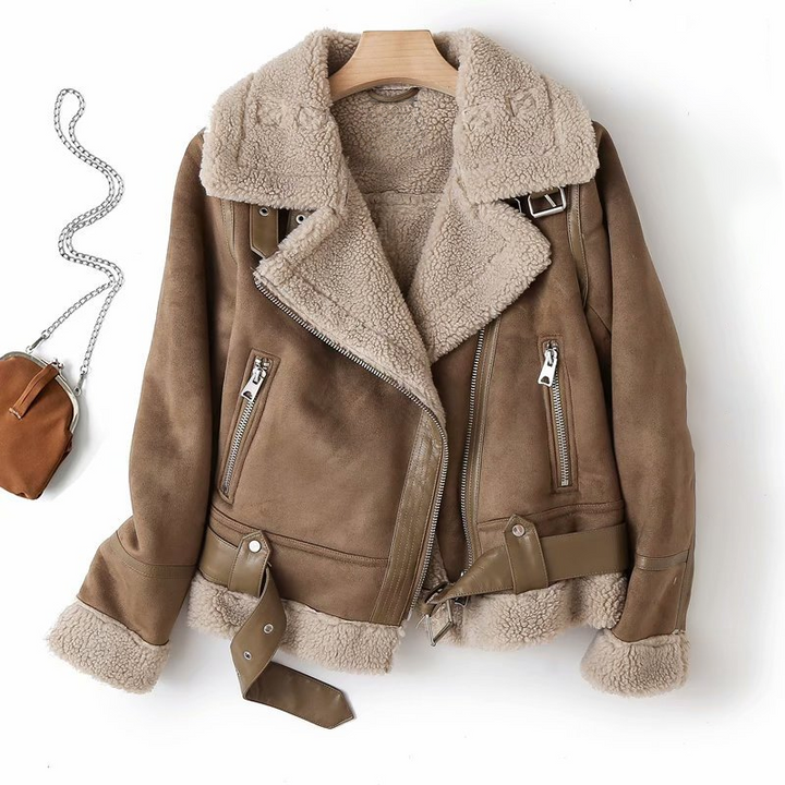 Walnuss braun edge lederjacke
