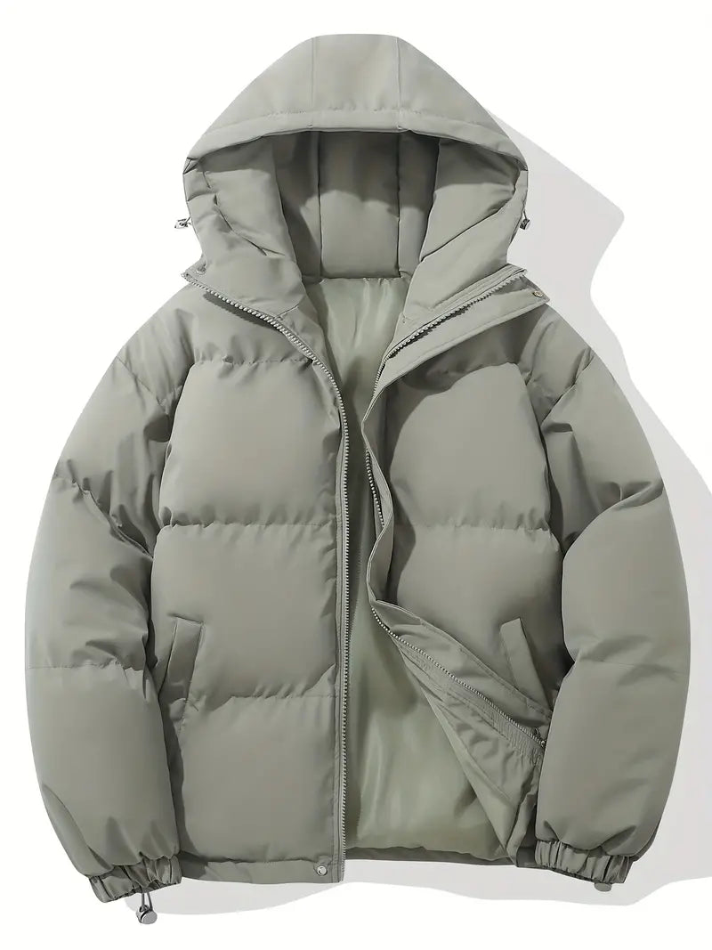 Hellgrau Klassisches Design Warme Kapuzenjacke 