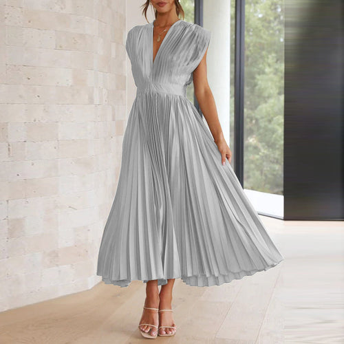 Damen Midikleid mit V-Ausschnitt und verstellbarer Rückenbindung
