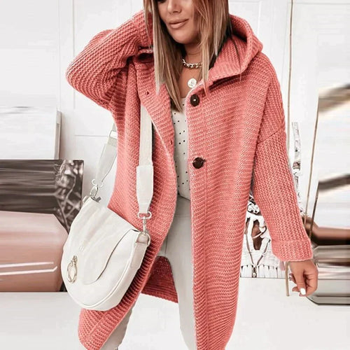 W&W Mode - Lange warme Strickjacke mit Kapuze