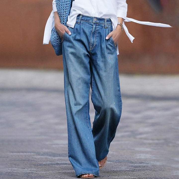 W&W Mode | Jeans Damen Jeans mit hoher Taille und loser Passform aus Denim