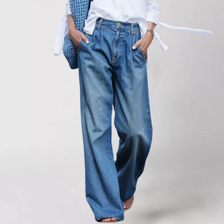 W&W Mode | Jeans Damen Jeans mit hoher Taille und loser Passform aus Denim