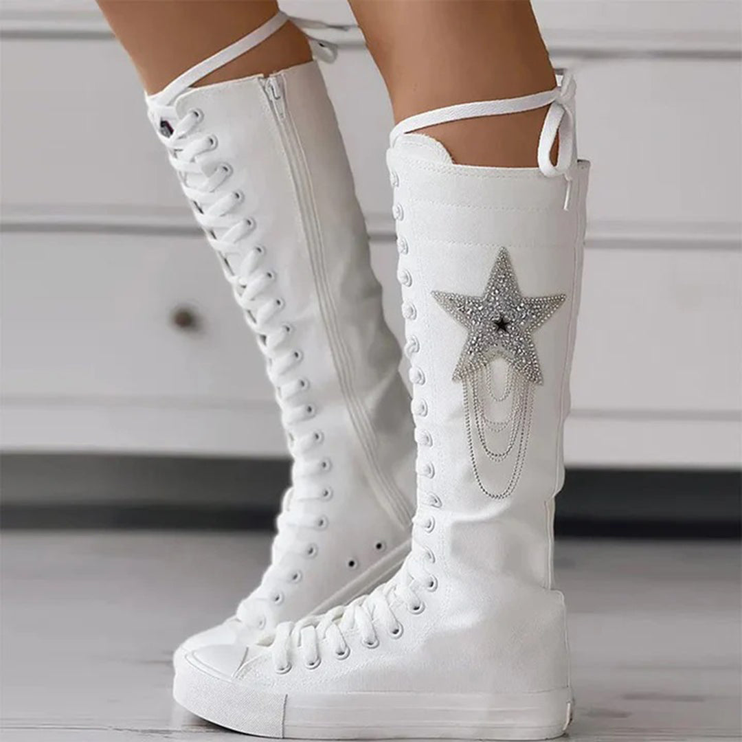 Orthopädische Schnürschuhe mit Stern-Design und hohem Schaft