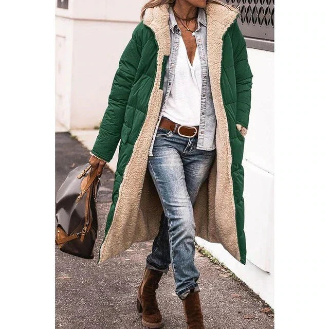 W&W Mode - Frauen Kapuzen-Sherpa - Fleece gefütterte Pufferjacke