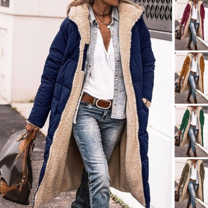 W&W Mode - Frauen Kapuzen-Sherpa - Fleece gefütterte Pufferjacke