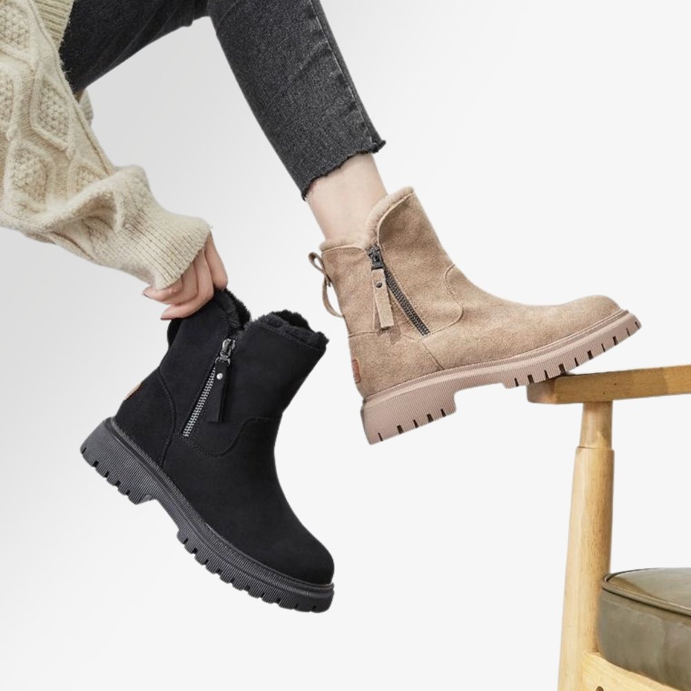 Schwarz und aprikose boots
