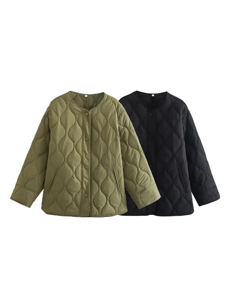 W&W Mode - Stepp Oversize-Jacke Mit Druckknöpfen