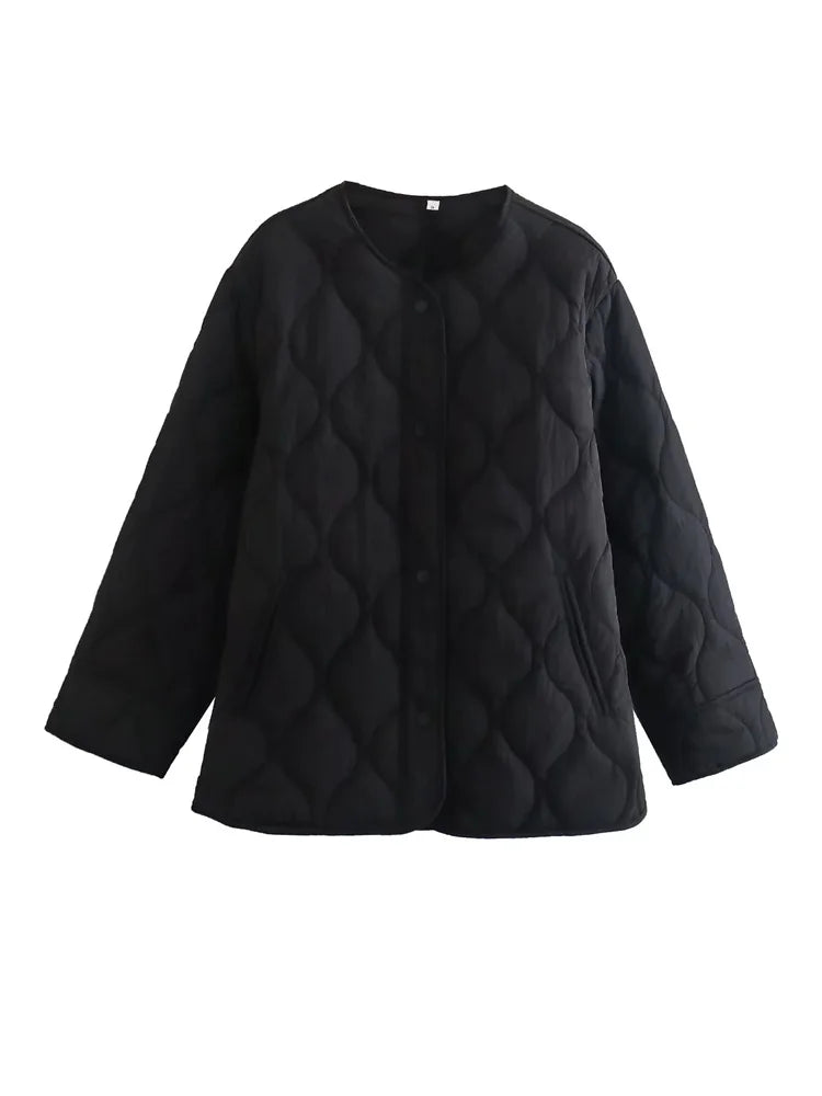 W&W Mode - Stepp Oversize-Jacke Mit Druckknöpfen