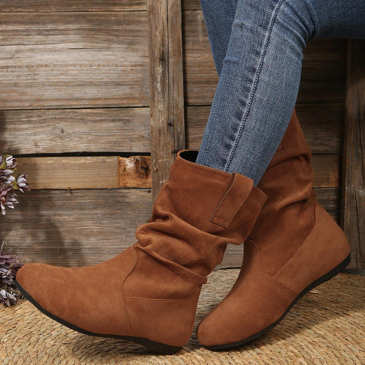 W&W Mode | Plüsch-Stiefel mit flacher Sohle