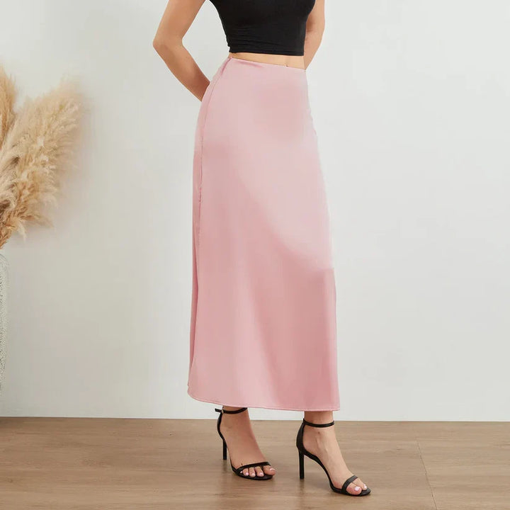 W&W Mode | Mode Langer Glänzender Satin Rock