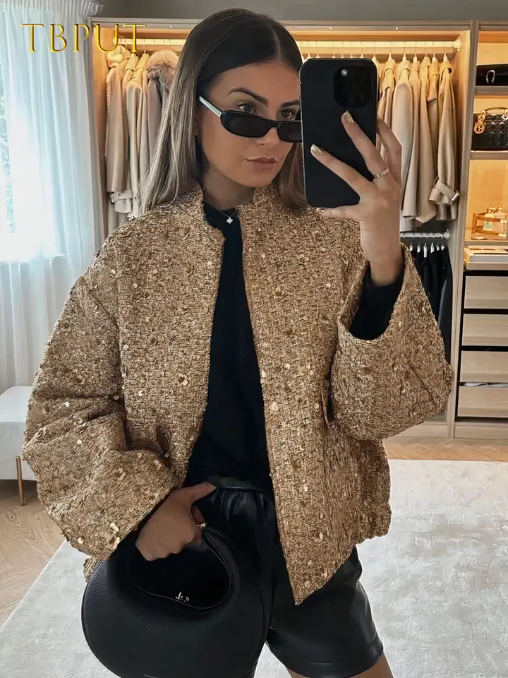 W&W Mode | Goldfarbene Pailletten-Jacke