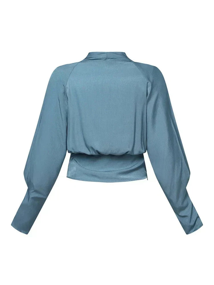 W&W Mode | Satinbluse Mit V-ausschnitt Und Puffärmeln Für Damen