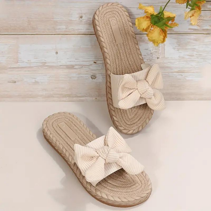 W&W Mode | Bowknot Pantoffeln Flache Slip-On Sandalen für Frauen