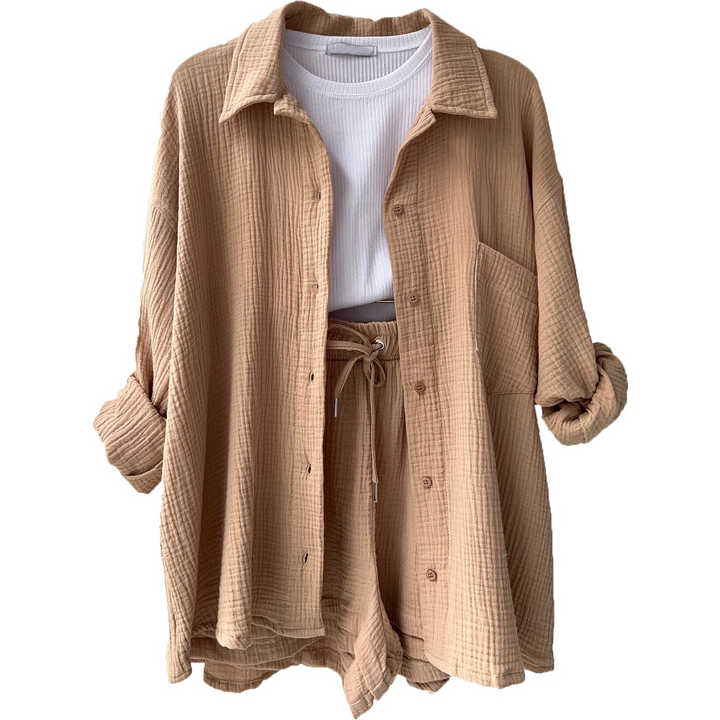 W&W Mode | Set Lose Passform Sommer Lounge Set Leinen Set Womens