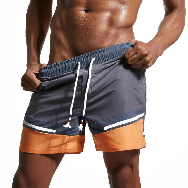 W&W Mode | Schnell Trocknende Badeshorts für Männer mit Farbblock-Patchwork