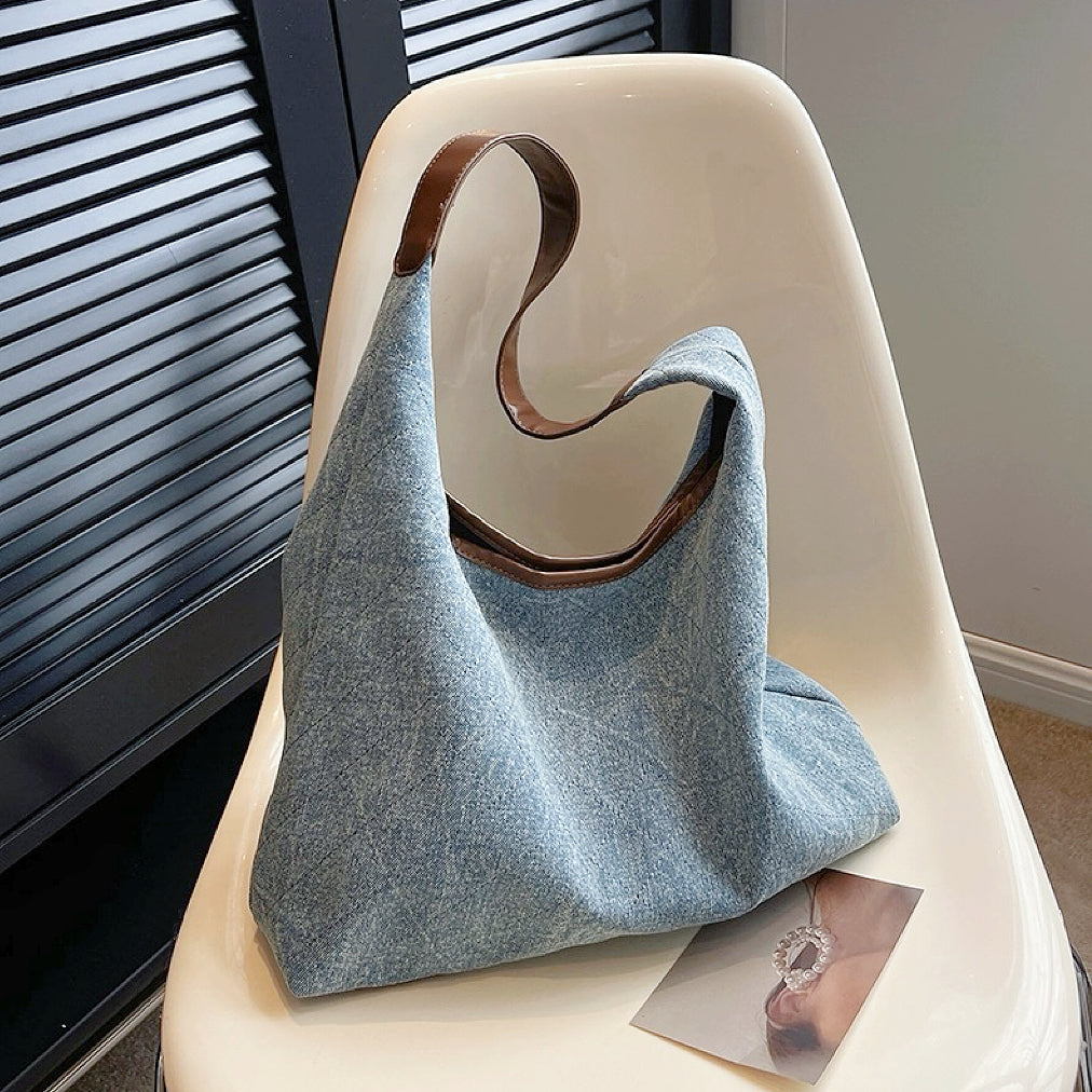 Damen-Umhängetasche aus Denim mit Rautenmuster