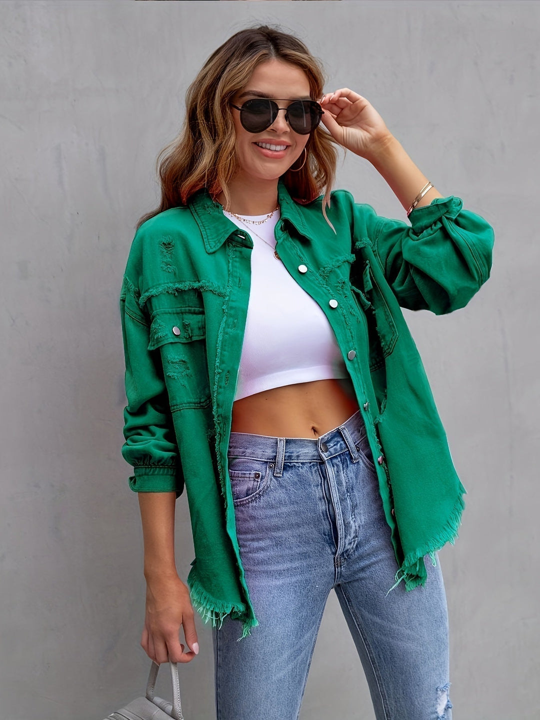 W&W Mode - Zerrissenes Oversized Jeansjacke