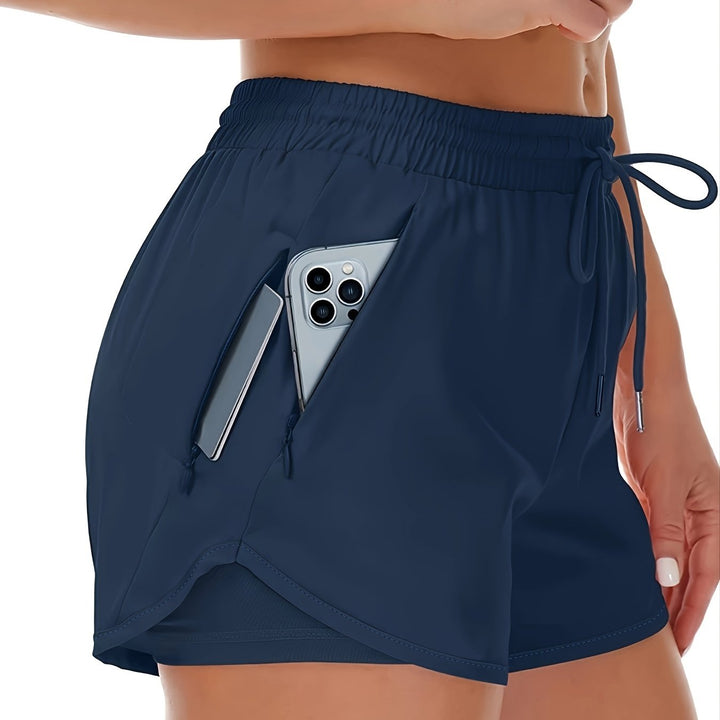 W&W Mode | Sportliche 2 in 1 Lauf Fitnessshorts in Einfarbig Mit Mehreren Taschen