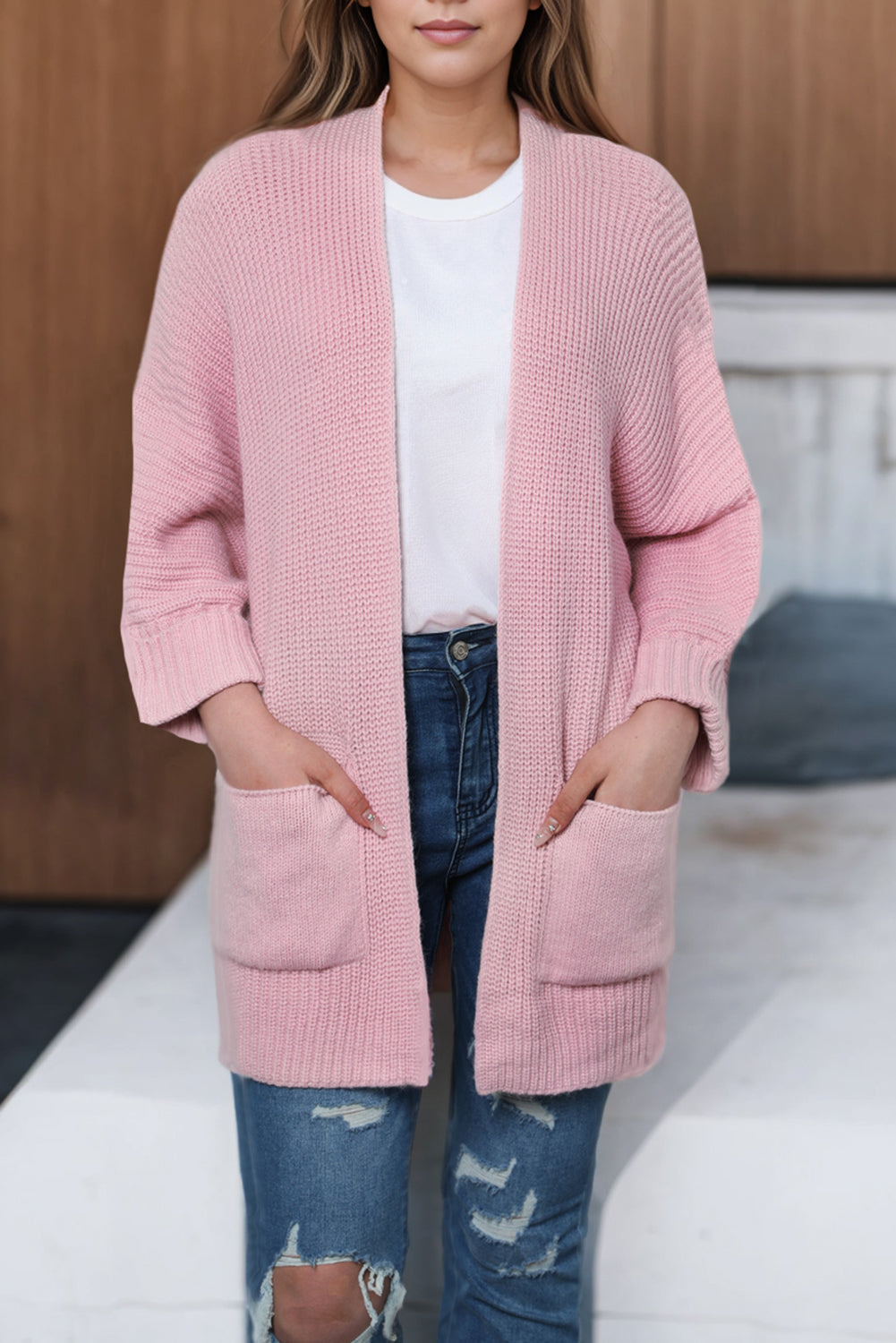 W&W Mode | Oversized-Strickweste mit Wickelärmeln Für Frauen