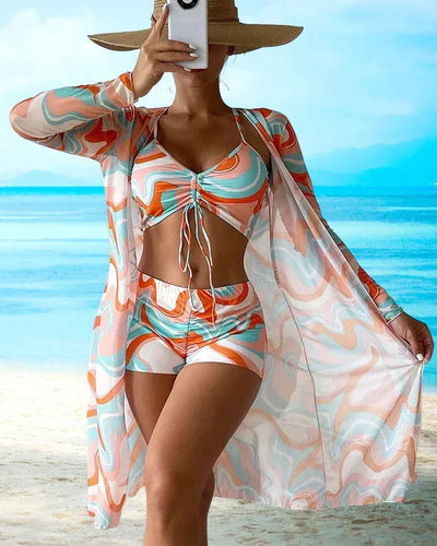 W&W Mode - 3-teiliges Bikini-Set mit floralem Muster