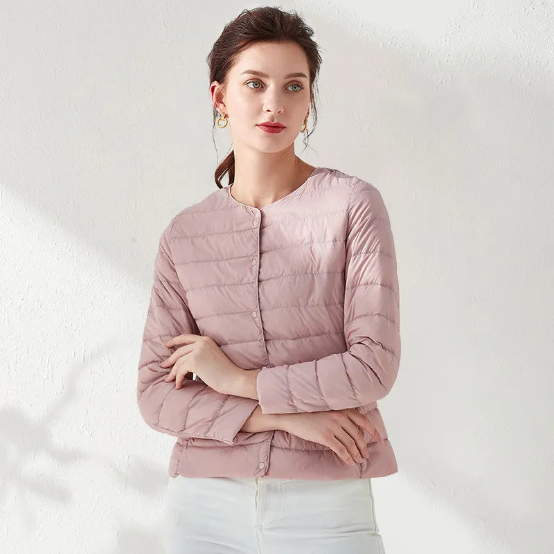 W&W Mode | Leichte, Kragenlose, Schlankmachende Daunenjacke Für Frauen