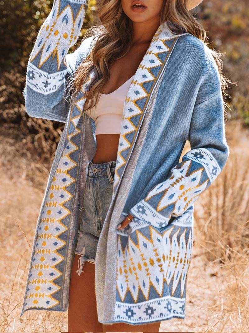 W&W Mode - Aztekenmuster-Strickjacke