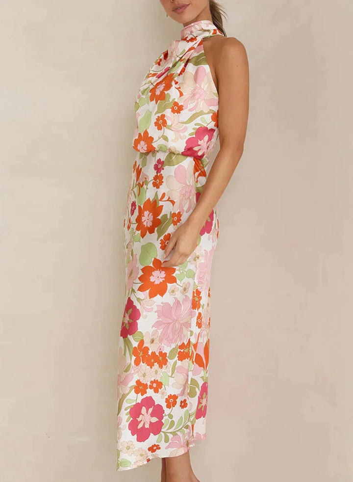 W&W Mode - Blumiges Maxikleid mit Neckholder