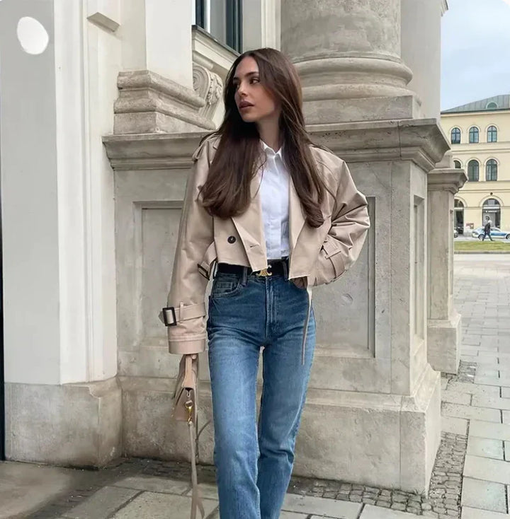 W&W Mode | Langarmiger Trenchcoat mit verstellbarem Gürtel