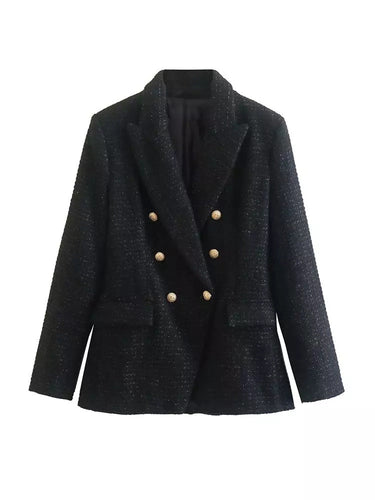 W&W Mode | Damen Strukturierter Blazer Mit Doppelknopfleiste