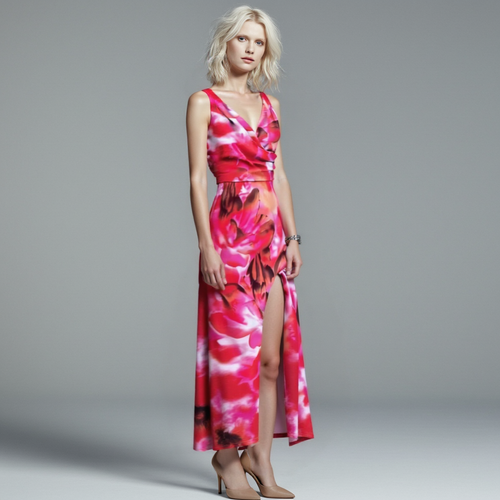 Damen-Maxikleid mit tropischem Muster