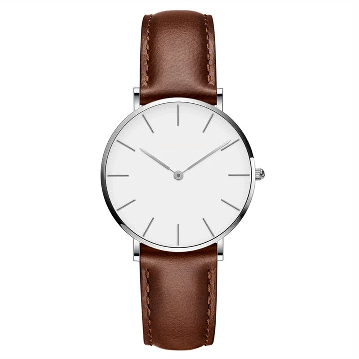 W&W Mode | Runde Zeitlose Minimalistische Uhr Mit Lederband
