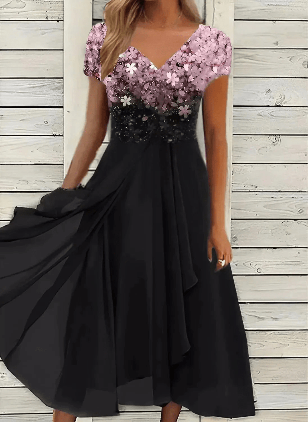 W&W Mode | Elegante Chiffon Festkleid Damen Midi Kleid