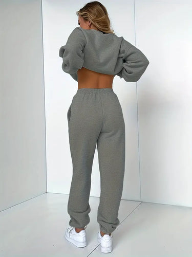 W&W Mode Jogginganzug | Lässig weicher 2-teiliger Damenanzug mit Pullover und passender Hose