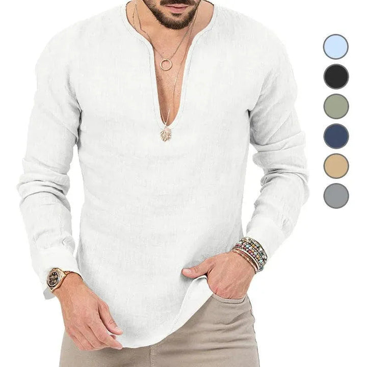 W&W Mode | Herren Leinen Langarmhemd