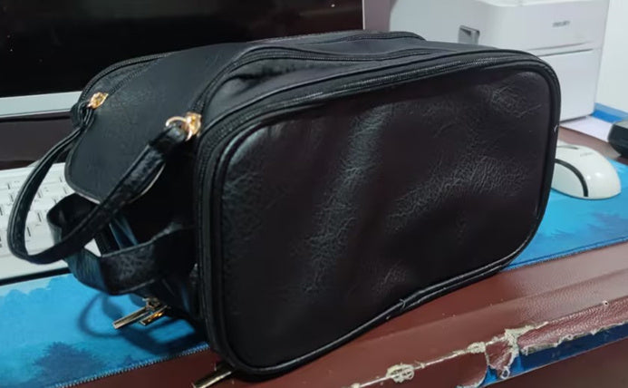 W&W Mode PU-Leder Kosmetiktasche mit U-förmigem Design